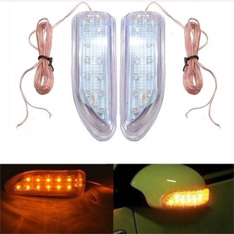 HnF shop 2pc/pack Yellow Soft LED Bulbs Tape Stick On For Car Side Mirror Turn Signal Indicator Light