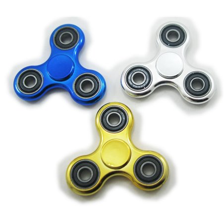 ABS Plastic Hand Fidget Tri-Spinner Focus Toy with BEARINGS in Random CHROME METASLLIC COLOR