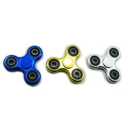 ABS Plastic Hand Fidget Tri-Spinner Focus Toy with BEARINGS in Random CHROME METASLLIC COLOR