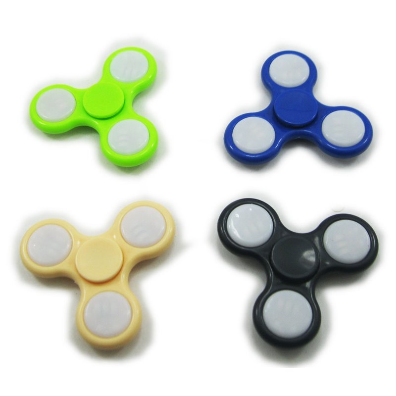 LED Light-UP Flash Tri-LED Finger Hand Spinner w/ switch Toy Gift Random color