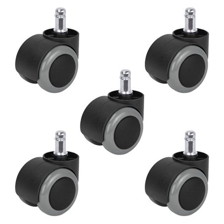 5/set Office Chair Caster Wheel  Dia 2inches Heavy Duty PU Rubber Castors