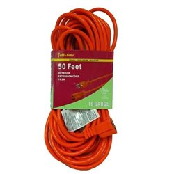 Extension Cord 50 Feet Indoor Outdoor UL listed Orange Power Cord 16 Gauge Cable