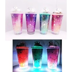 1 piece of Magical LED Light-Up Cartoon Ice Cup Unicorn Tumbler & Straw