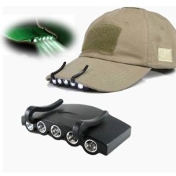 Clip-On 5 LED Head Cap Hat Light Headlamp Torch Flashlight Fishing Camping Hunt