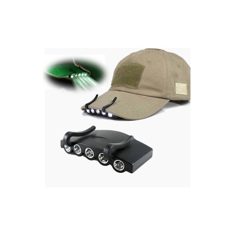 Clip-On 5 LED Head Cap Hat Light Headlamp Torch Flashlight Fishing Camping Hunt