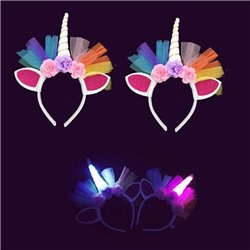 12/PK Unicorn Deco LED light-up Headband for party events headbands