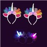 12/PK Unicorn Deco LED light-up Headband for party events headbands