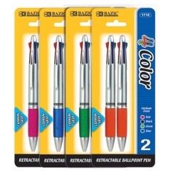 2/PK sliver top 4 color in 1 retractable ballpoint pen