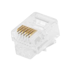 50/pK Clear Transparent Plastic 6P6C RJ12 Modular Plug for Flat Stranded Phone Cable