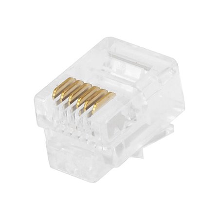 50/pK Clear Transparent Plastic 6P6C RJ12 Modular Plug for Flat Stranded Phone Cable