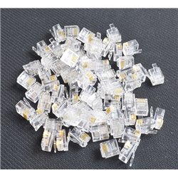 50/pK Clear Transparent Plastic 6P6C RJ12 Modular Plug for Flat Stranded Phone Cable