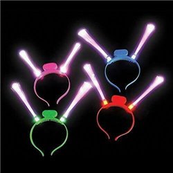 12/pk Fiber-Optic LED Flashing Headband 12 Headbands Assorted Colors Party Event