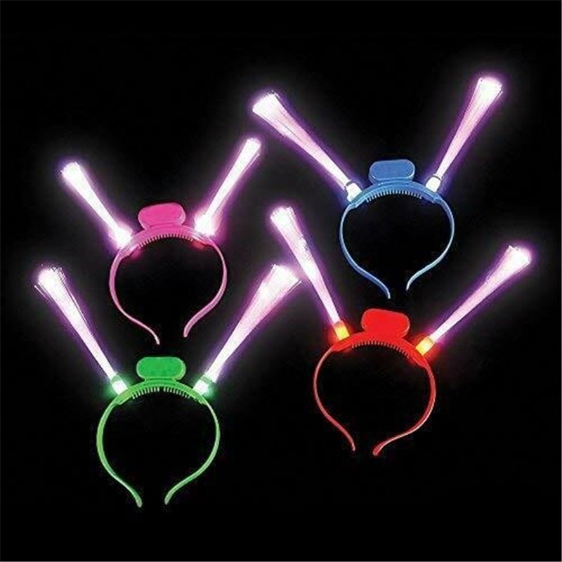 12/pk Fiber-Optic LED Flashing Headband 12 Headbands Assorted Colors Party Event