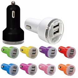 1 piece of Dual USB 2 Port DC Car Charger 2.1A and 1A Universal Adapter color in Random