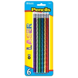 Bazic Metallic Laser Foil Wood Pencil with Eraser