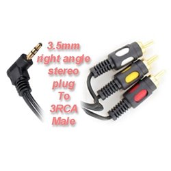 12ft 3.5mm 4 pole right angle stereo plug male to 3 RCA plugs male audio cable