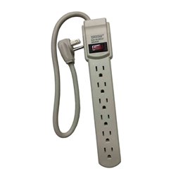 1 Feet 6 Outlets Built-in Safety Circuit Breaker Angle Plug AC Wall Power Strip UL Listed (Beige or Gray)