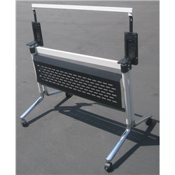 Folding table rack with mesh panel for office desk or training table