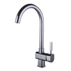 Chrome Solid Brass Single Lever Handle High Arc Kitchen Sink Faucet