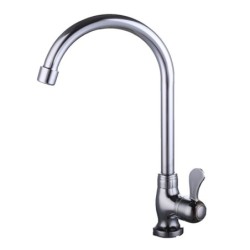 Single Hole Chrome Plated Brass Swivel Bend Sink Faucet Tap Cold water only
