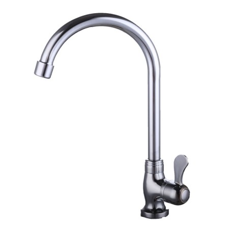 Single Hole Chrome Plated Brass Swivel Bend Sink Faucet Tap Cold water only
