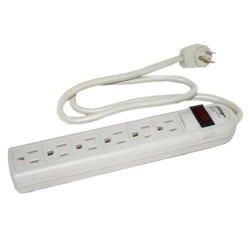 Topzone 8 Feet 6 Outlets 90 Joules Surge Protector Angle Plug AC Wall Power Strip ETL Listed (Beige)