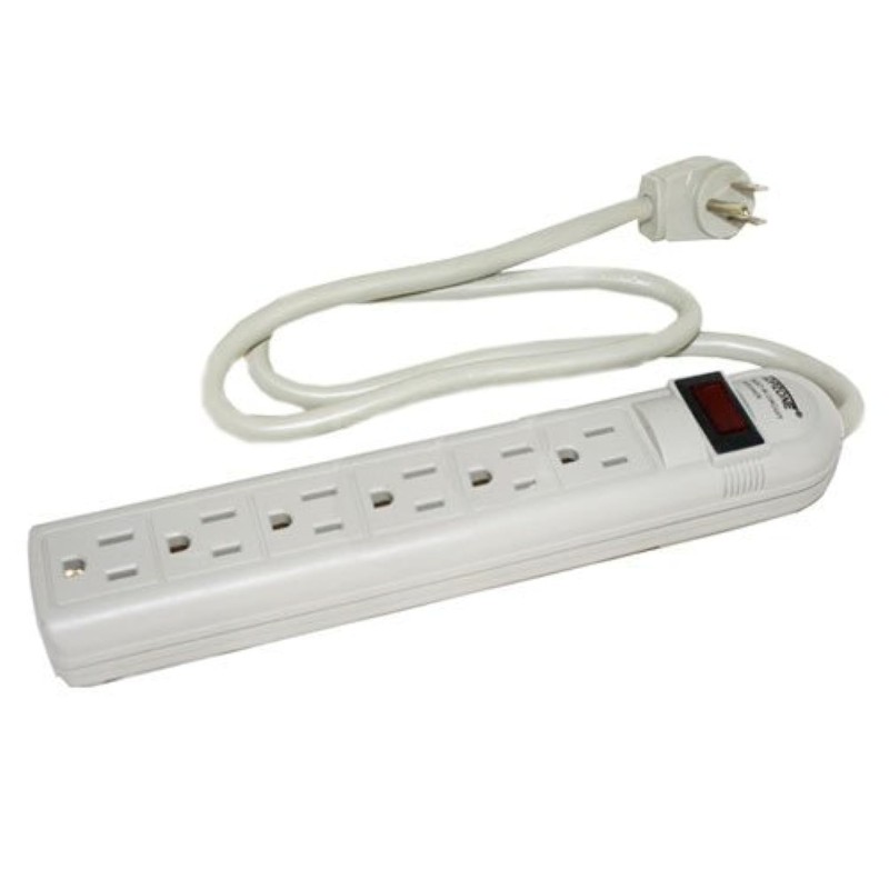 Topzone 8 Feet 6 Outlets 90 Joules Surge Protector Angle Plug AC Wall Power Strip ETL Listed (Beige)