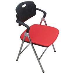 Furniture Indoor Steel Folding Chair Padded Leather Seat Chrome Frame
