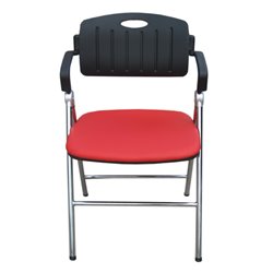 Furniture Indoor Steel Folding Chair Padded Leather Seat Chrome Frame