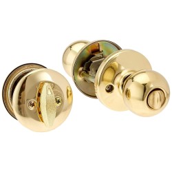 Tuff Bros Brass Single Cylinder Deadbolt Entrance Entry Door Knob Lock Combo Set, KW36881