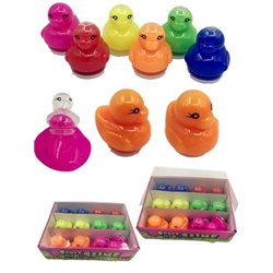 12/pk Funny NEON Slime Duck Container Green Pink Yellow Red Orange & Blue Slime