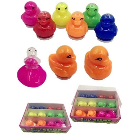 12/pk Funny NEON Slime Duck Container Green Pink Yellow Red Orange & Blue Slime