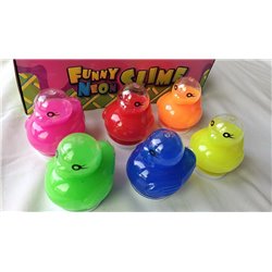 12/pk Funny NEON Slime Duck Container Green Pink Yellow Red Orange & Blue Slime