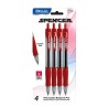BAZIC Ballpoint Pen Spencer Red Retractable Pen Soft Barrel Grip Pens, 1.0 mm Bold Point Smooth Writing, for Office School Teach