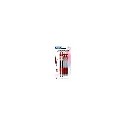 BAZIC Ballpoint Pen Spencer Red Retractable Pen Soft Barrel Grip Pens, 1.0 mm Bold Point Smooth Writing, for Office School Teach