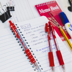 BAZIC Ballpoint Pen Spencer Red Retractable Pen Soft Barrel Grip Pens, 1.0 mm Bold Point Smooth Writing, for Office School Teach
