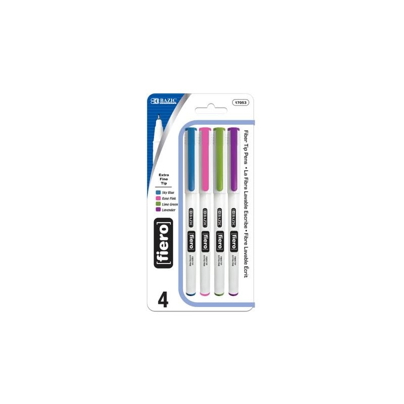 BAZIC Fiero Fancy Color Fiber Tip Fineliner Pen (4/Pack)