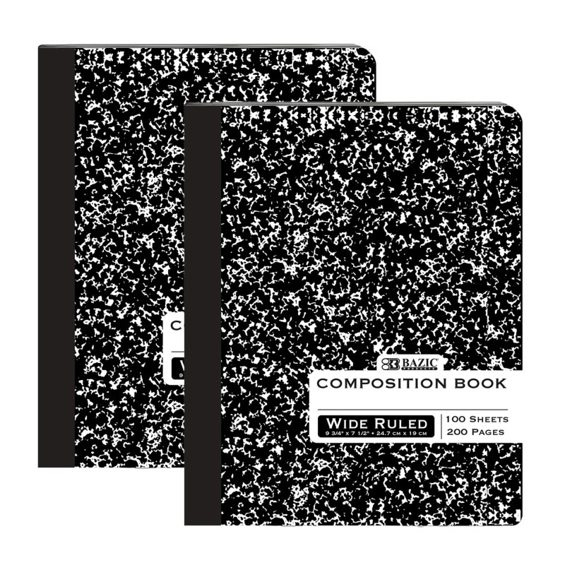 BAZIC W/R 100 Ct. Black Marble Composition Book