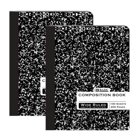 BAZIC W/R 100 Ct. Black Marble Composition Book