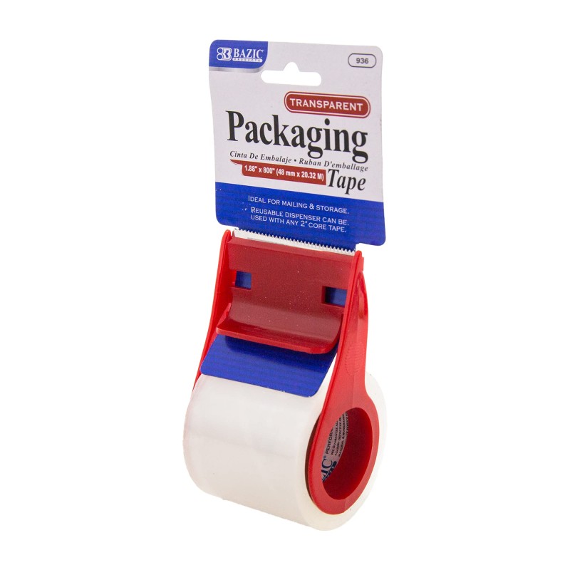 BAZIC 1.88" X 800" Clear Packaging Tape w/Dispenser