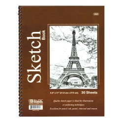 30-sheet spiral sketch book, Smooth drawing paper for sketching, Shading, For school and craft projects