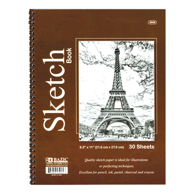 30-sheet spiral sketch book, Smooth drawing paper for sketching, Shading, For school and craft projects