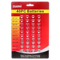 Alkaline Button Cell Batteries 40 Piece Set
