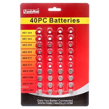 Alkaline Button Cell Batteries 40 Piece Set