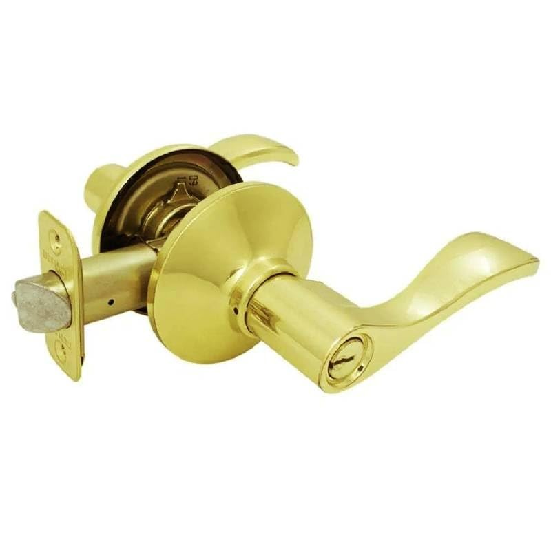 Tuff Bros Entry Door Lever Handle Lock, Privacy Function, (Brass)