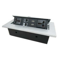 Office/Meeting/Conference Desk/Table Cable Outlets Wire Management Assembly Box with Assorted Module for Phone, Netword, Power O