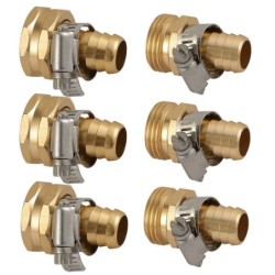 3 set Garden Hose Repair Kit Alu Water Hose Mender 5/8inches with Stainless Steel Clamp, Female and Male Hose Connector
