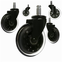 5/pk 3" heavy duty Replacement Office Chair Casters Rollerblade Soft PU Wheels