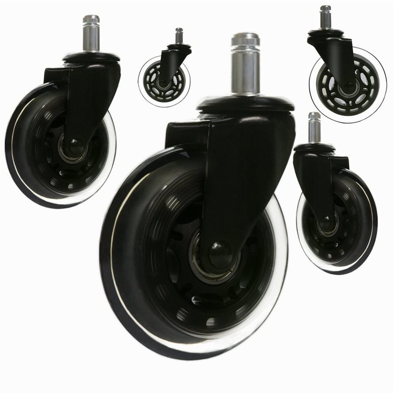 5/pk 3" heavy duty Replacement Office Chair Casters Rollerblade Soft PU Wheels