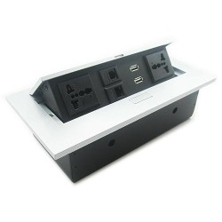 Office/Meeting/Conference Desk/Table Cable Outlets Wire Management Assembly Box with Assorted Module for Phone, Netword, Power O